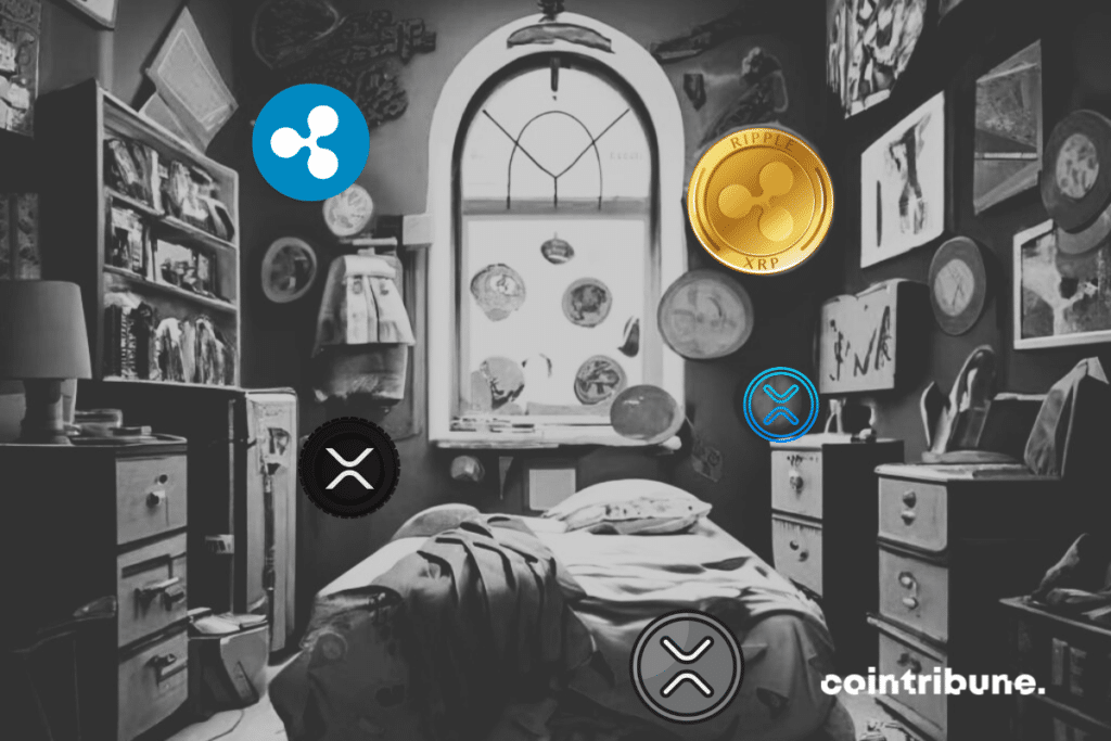 Chambre avec décorations et logos de XRP de Ripple