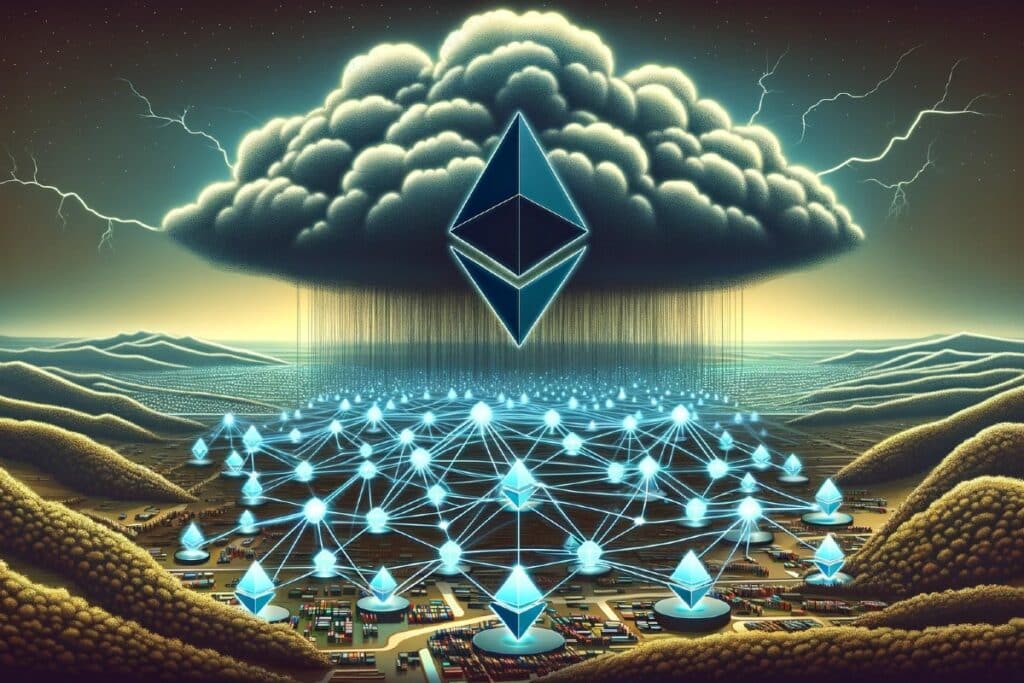 Ethereum : illustration de la situation (un nuage menace la blockchain Ethereum)