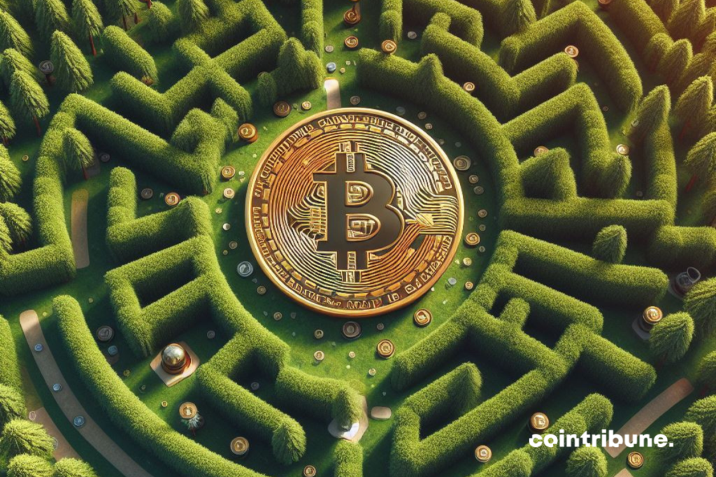Labyrinthe et pièce de bitcoin