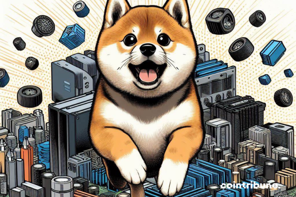 Chien Shiba Inu sur une carte PC