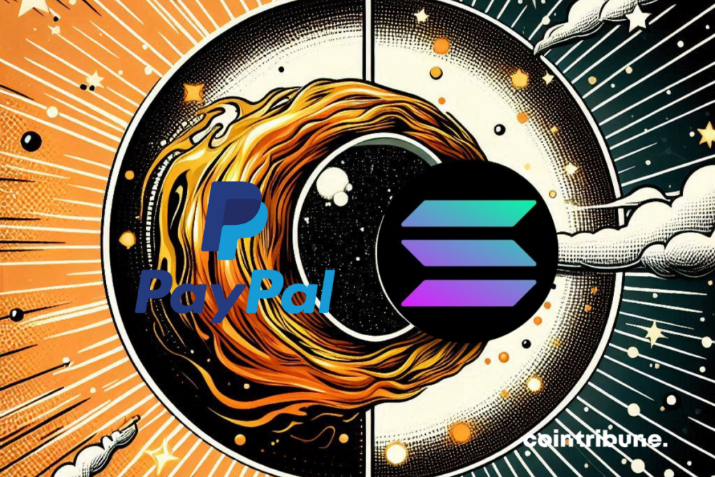Asters and logos of PayPal and Solana