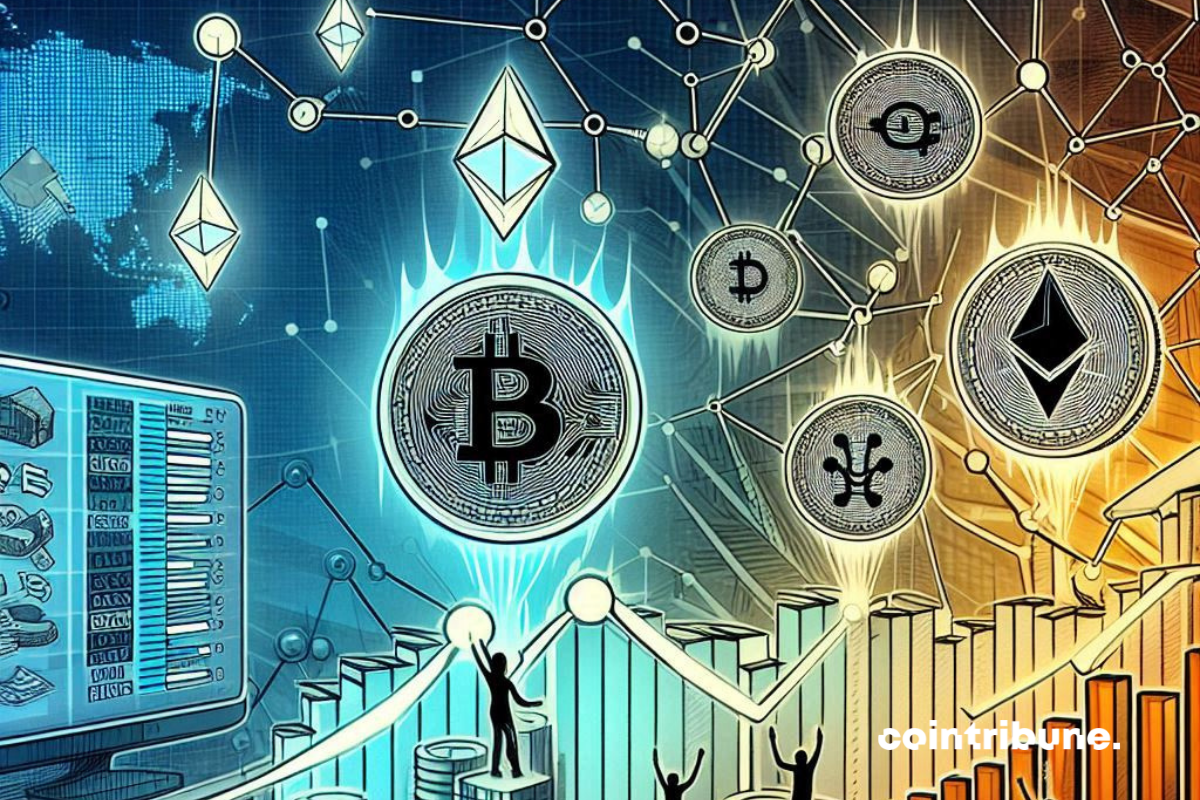Image représentant la blockchain et les cryptos