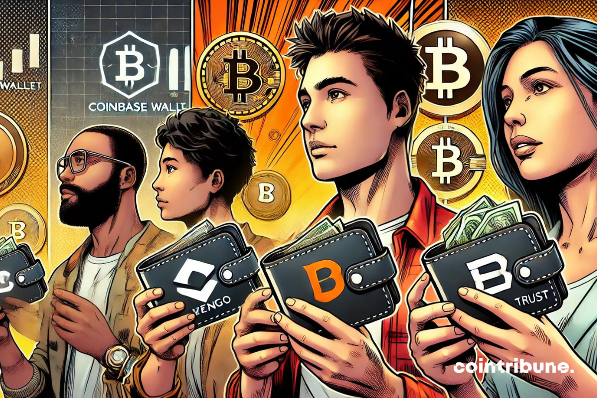 Des investisseurs tenant leur wallet NFT en main