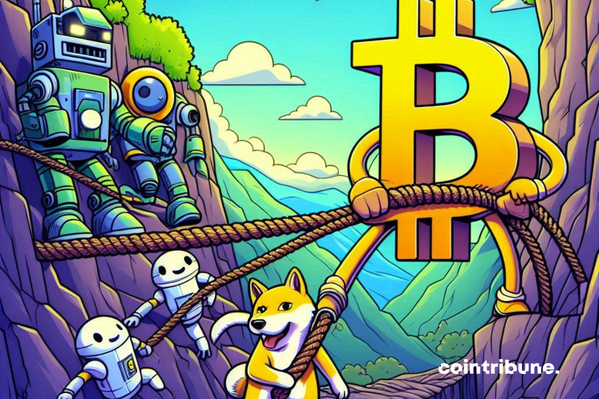 Bitcoin tirant par la corte des robots et un shiba inu