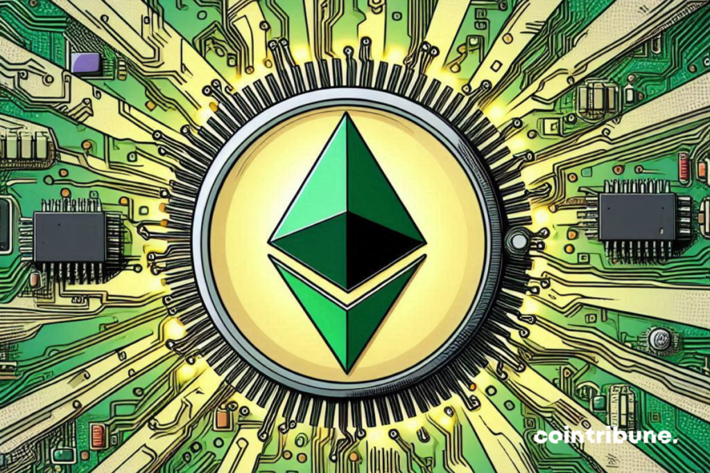 Circuit intégré et logo d'Ethereum