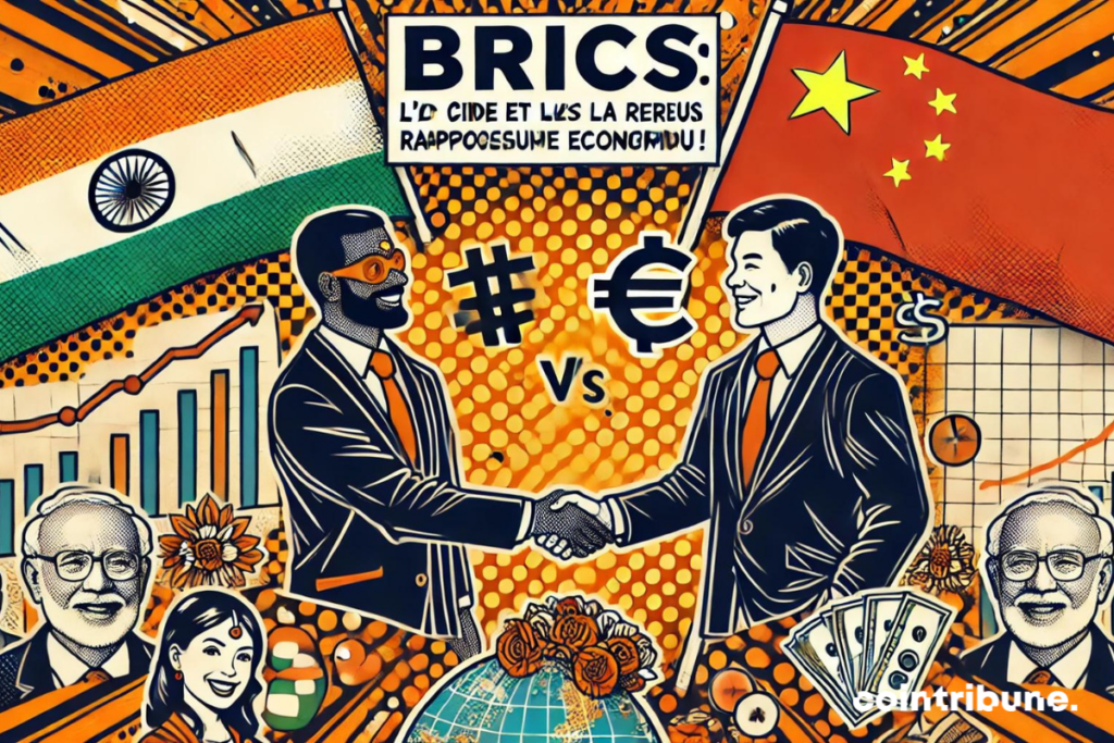 Deux représentants de l'Inde et de la Chine se serrant les mains