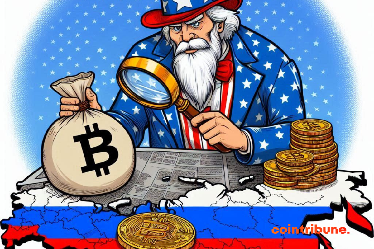 Oncle Sam en train de surveiller la Russie et ses cryptomonnaies