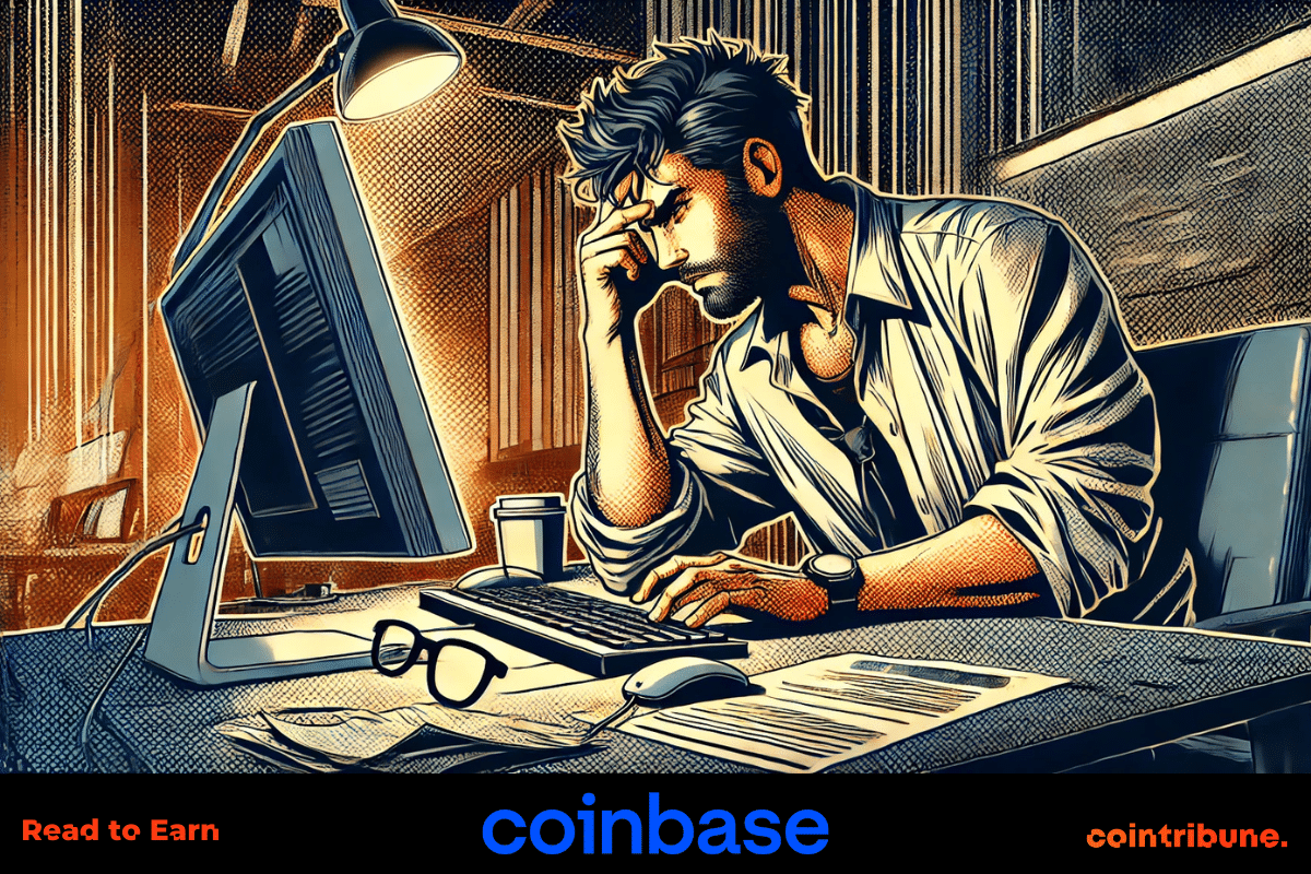 a man sitting in front of his desktop computer trying to understand the listing