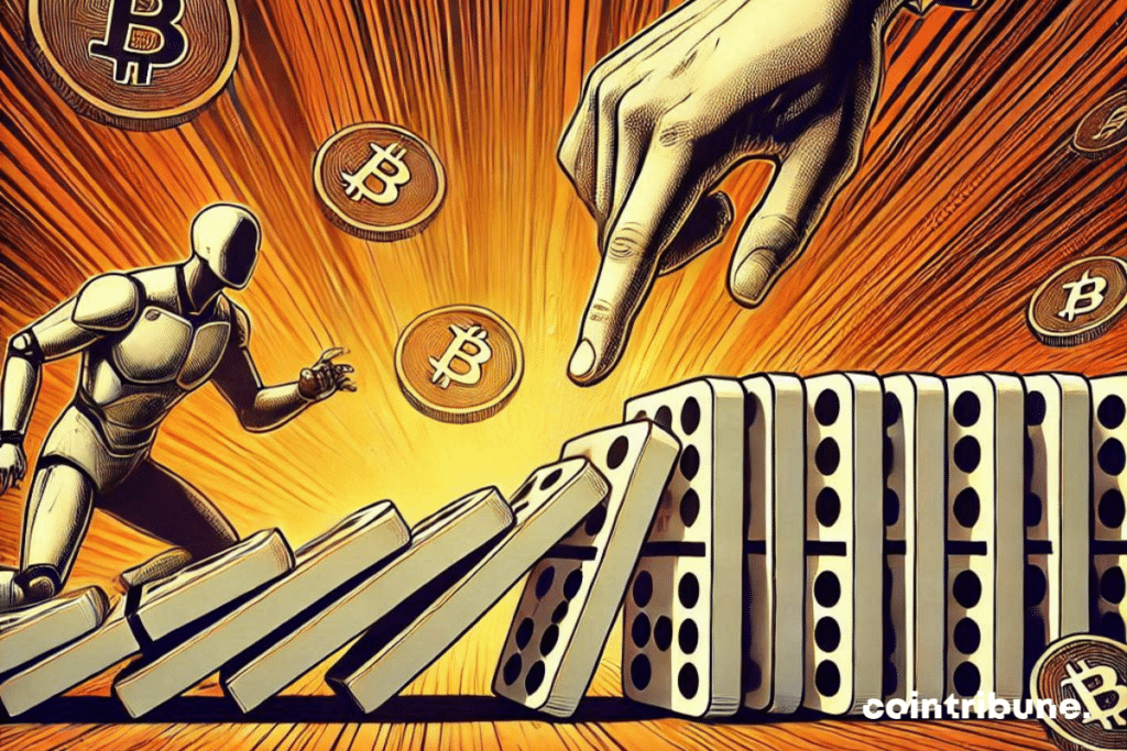 Ilustración del efecto dominó en el mundo de las criptomonedas