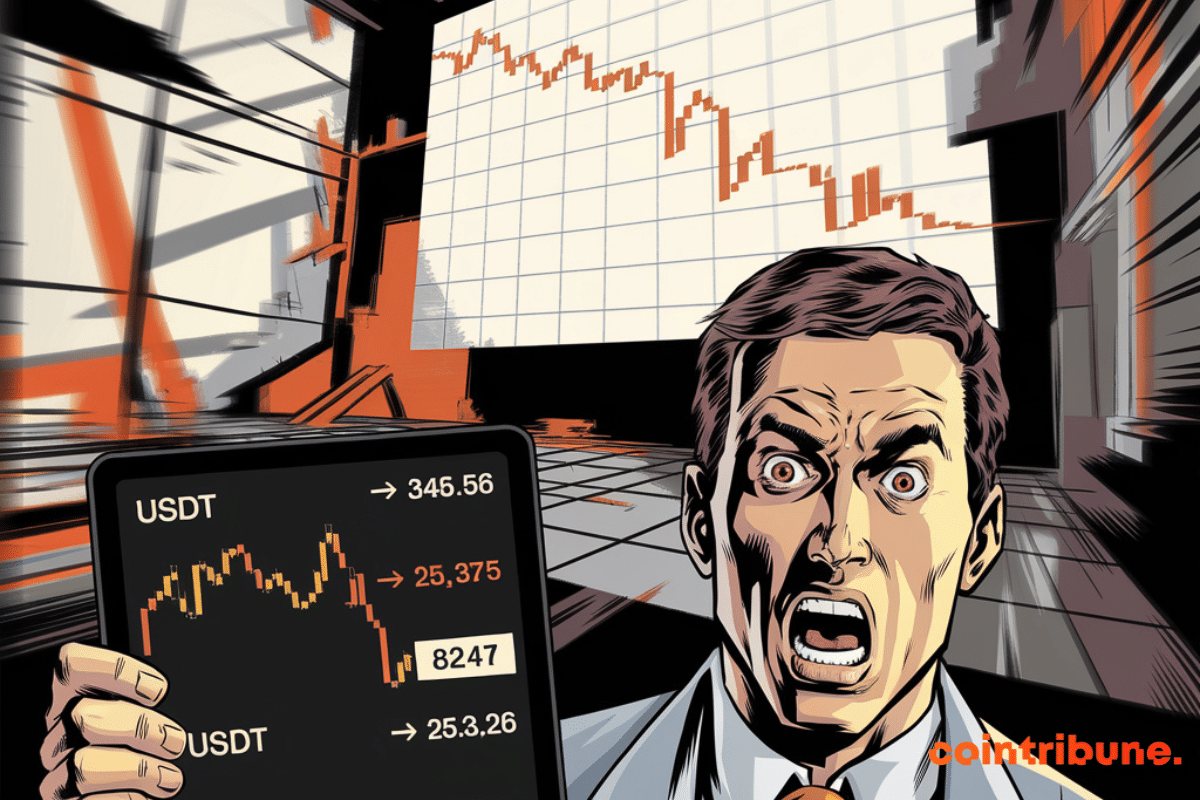 Trader crypto pris de panique à l'issue de la chute de l'USDT