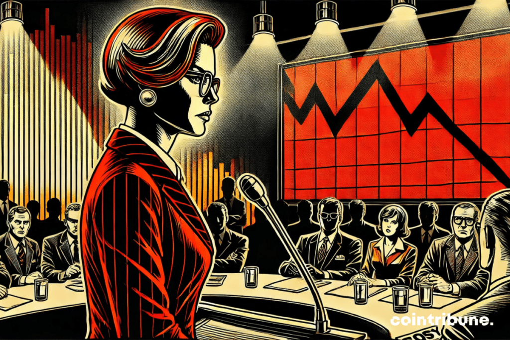 An IMF economist at a press conference on the state of the global economy.