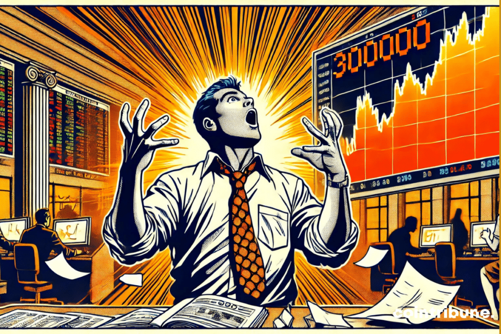L’euphorie du trader face au Bitcoin atteignant 300 000 $.