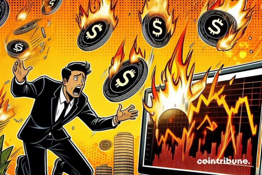 Un investisseur Solana en panique devant des jetons qui chutent