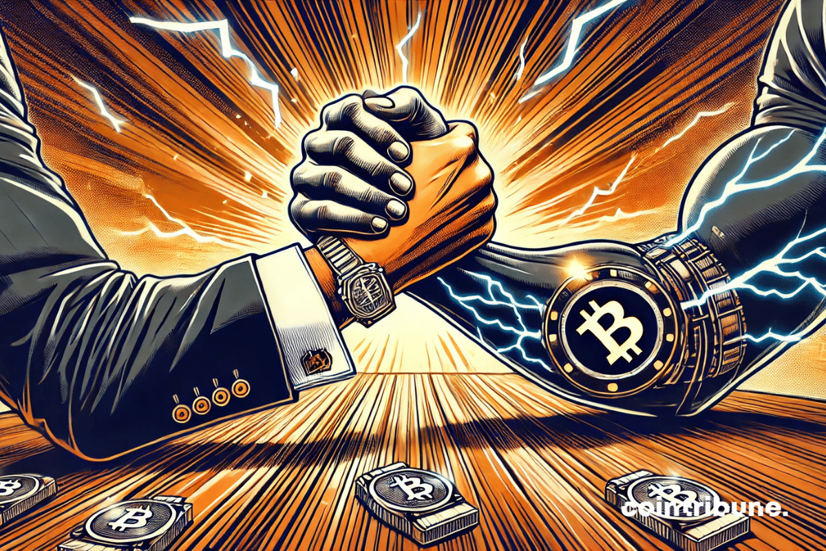 illustration representing the tug-of-war between regulation and crypto innovation!