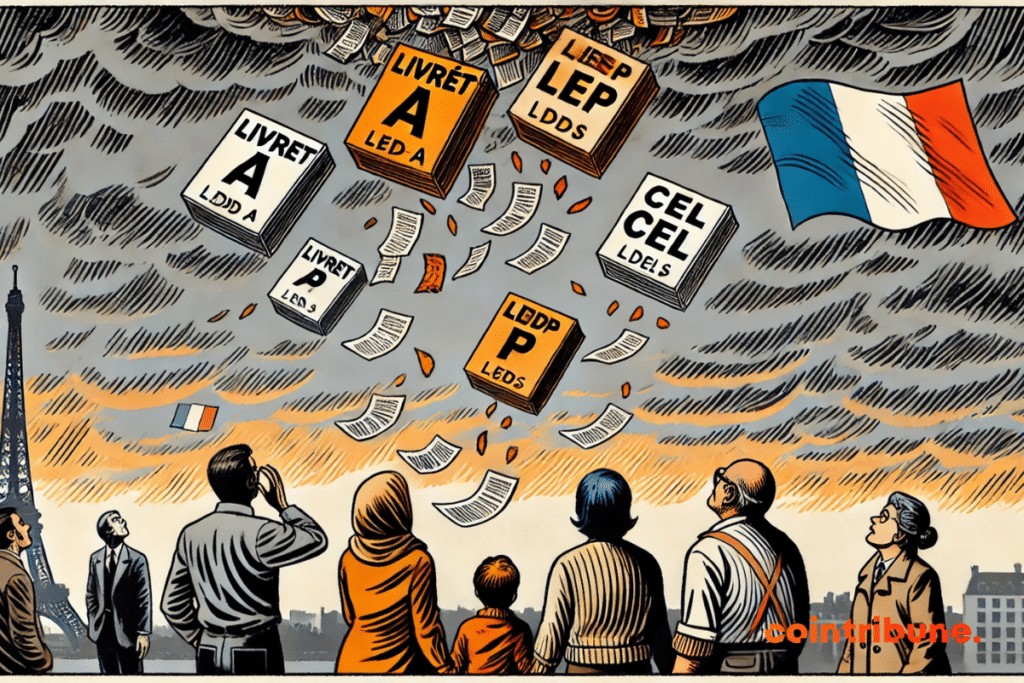 French savings files scattered across the skies