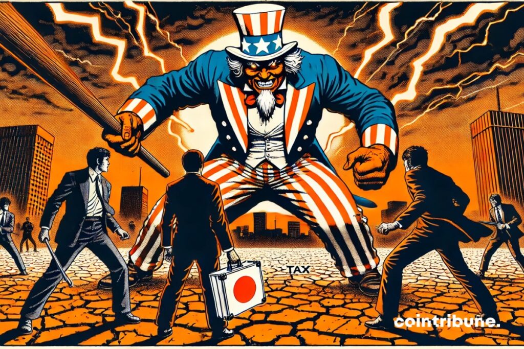 Japan's representatives taking on Uncle Sam representing Donald Trump.