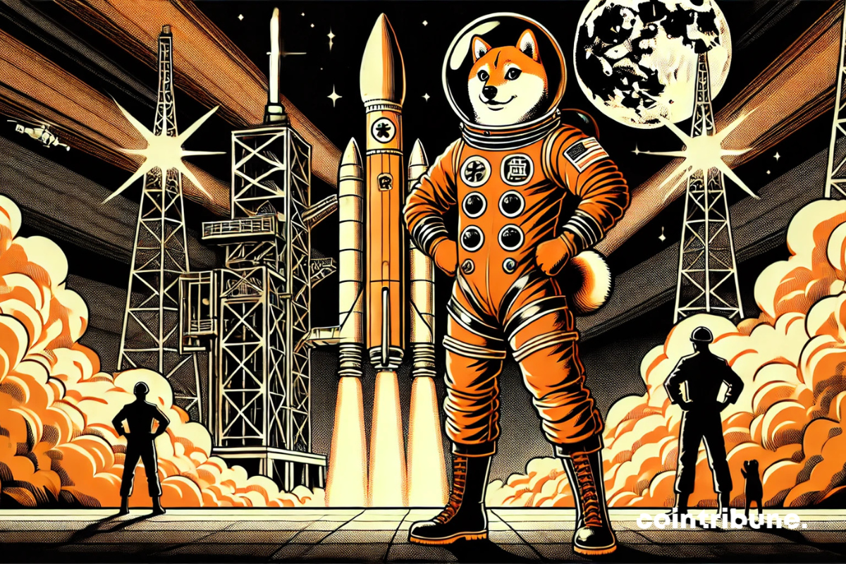 Illustration de la crypto Shiba Inu en astronaute