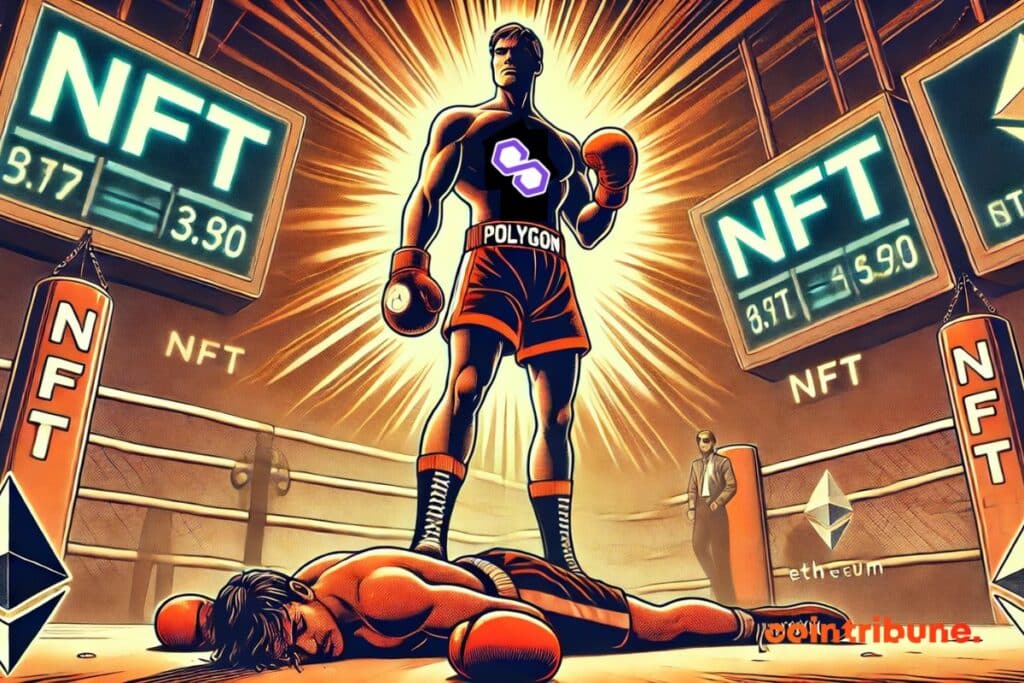 A Polygon boxer sends an Ethereum boxer into the NFT ring.