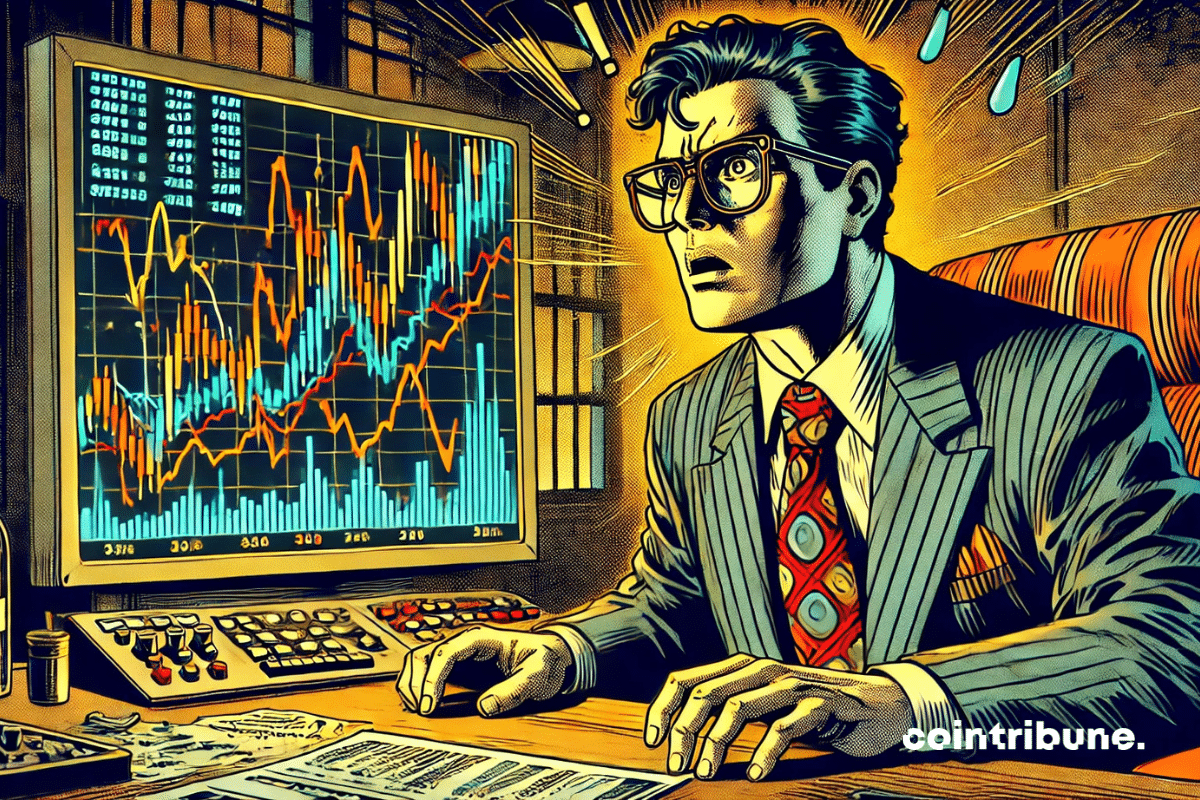 A panicked trader in front of his computer