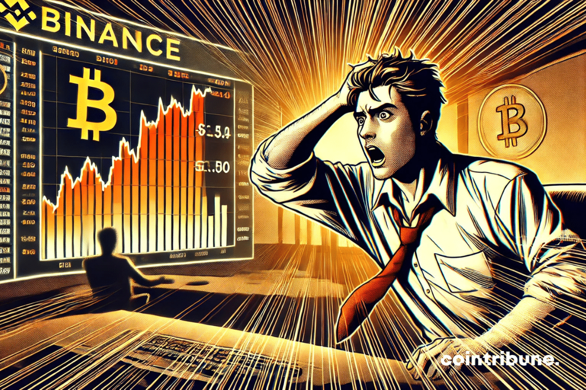 Un trader crypto face à un graphique Bitcoin explosif