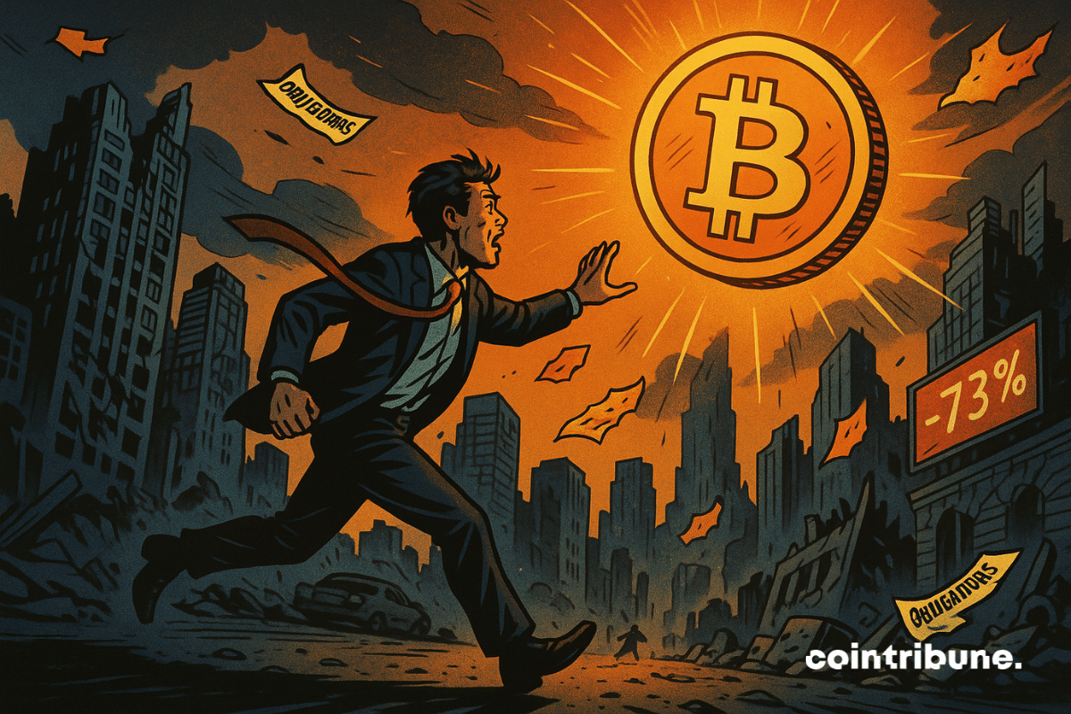 A businessman fleeing the chaos.