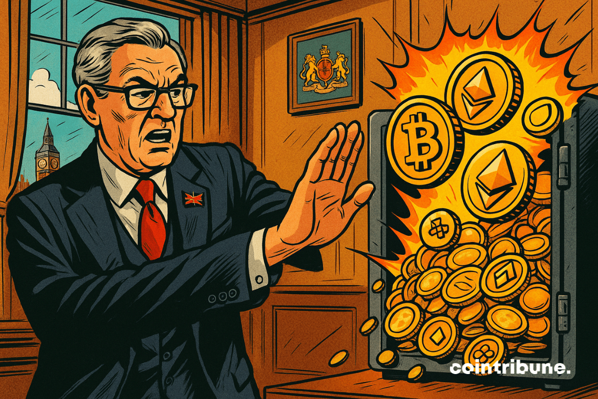 Un banquero británico rechaza una bóveda de criptomonedas, simbolizando el rechazo del Reino.