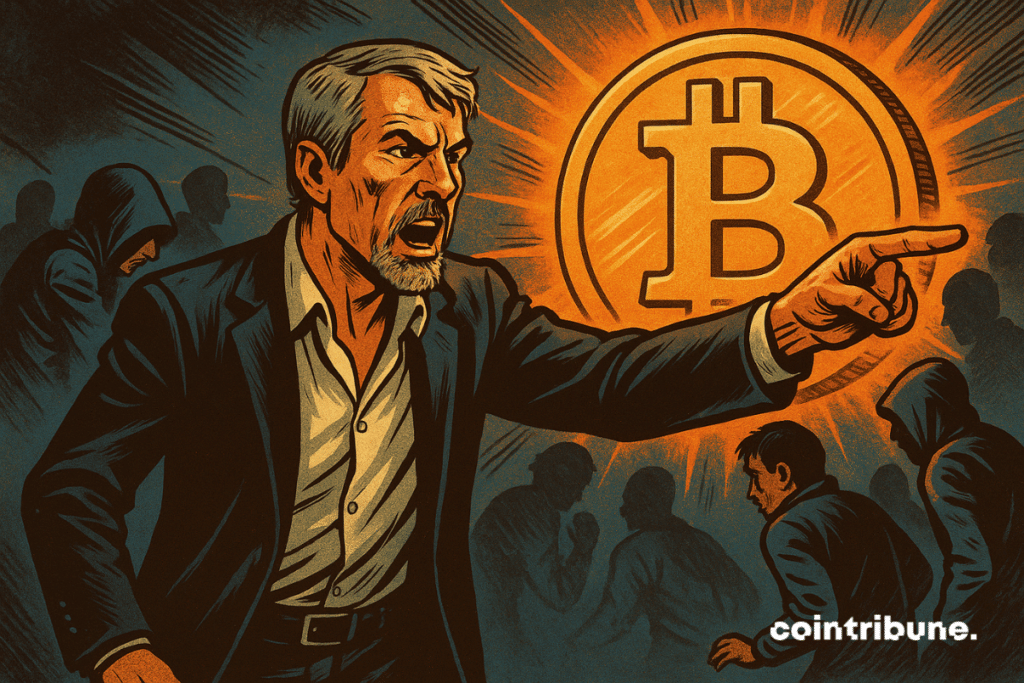 Illustration de Michael Saylor qui critique ouvertement ceux qui ont abandonné Bitcoin pendant le bull run.