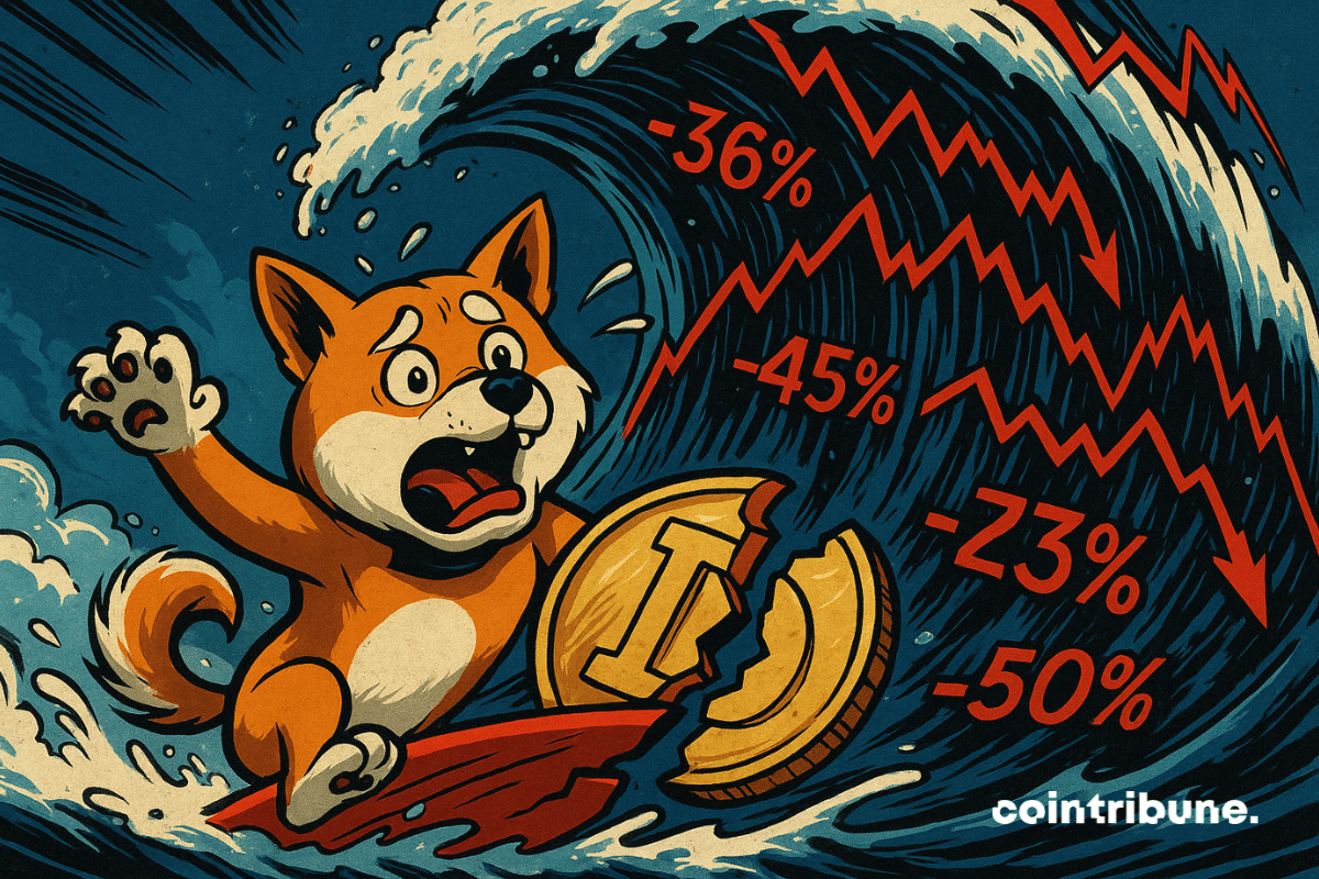 Dogecoin crypto is swept away by a market tsunami.