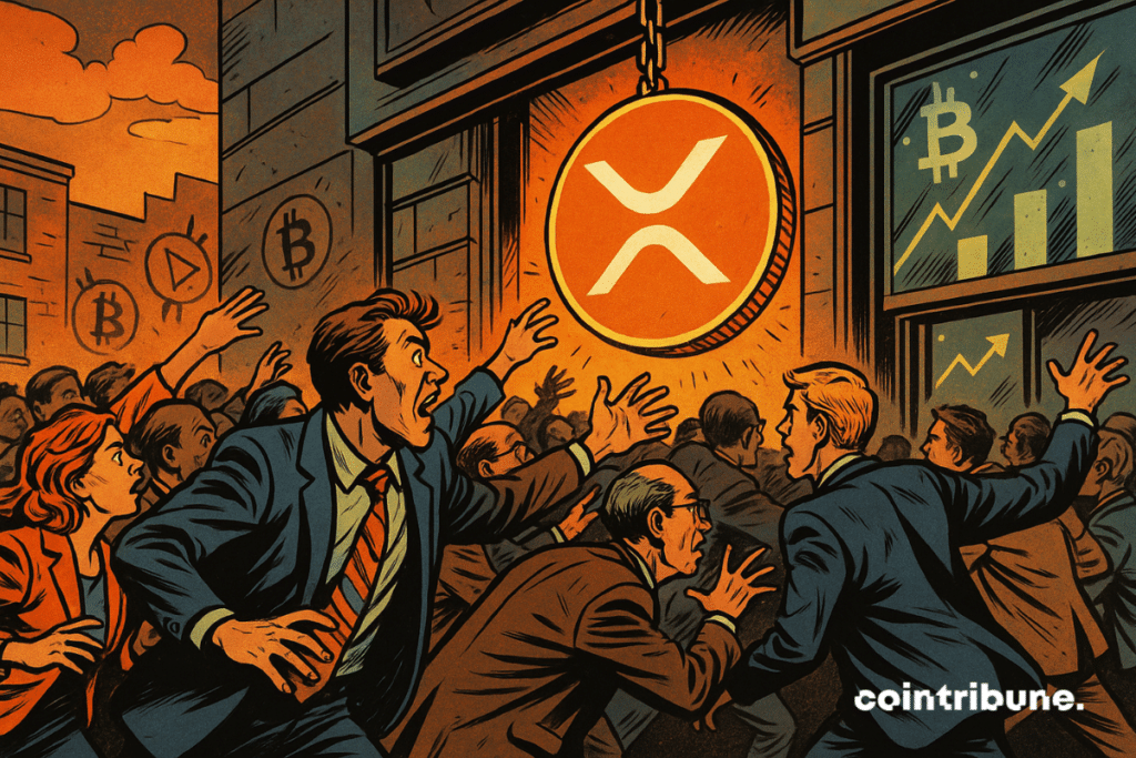 Una fila de inversores luchando por comprar ETFs de criptomonedas vinculados a XRP.