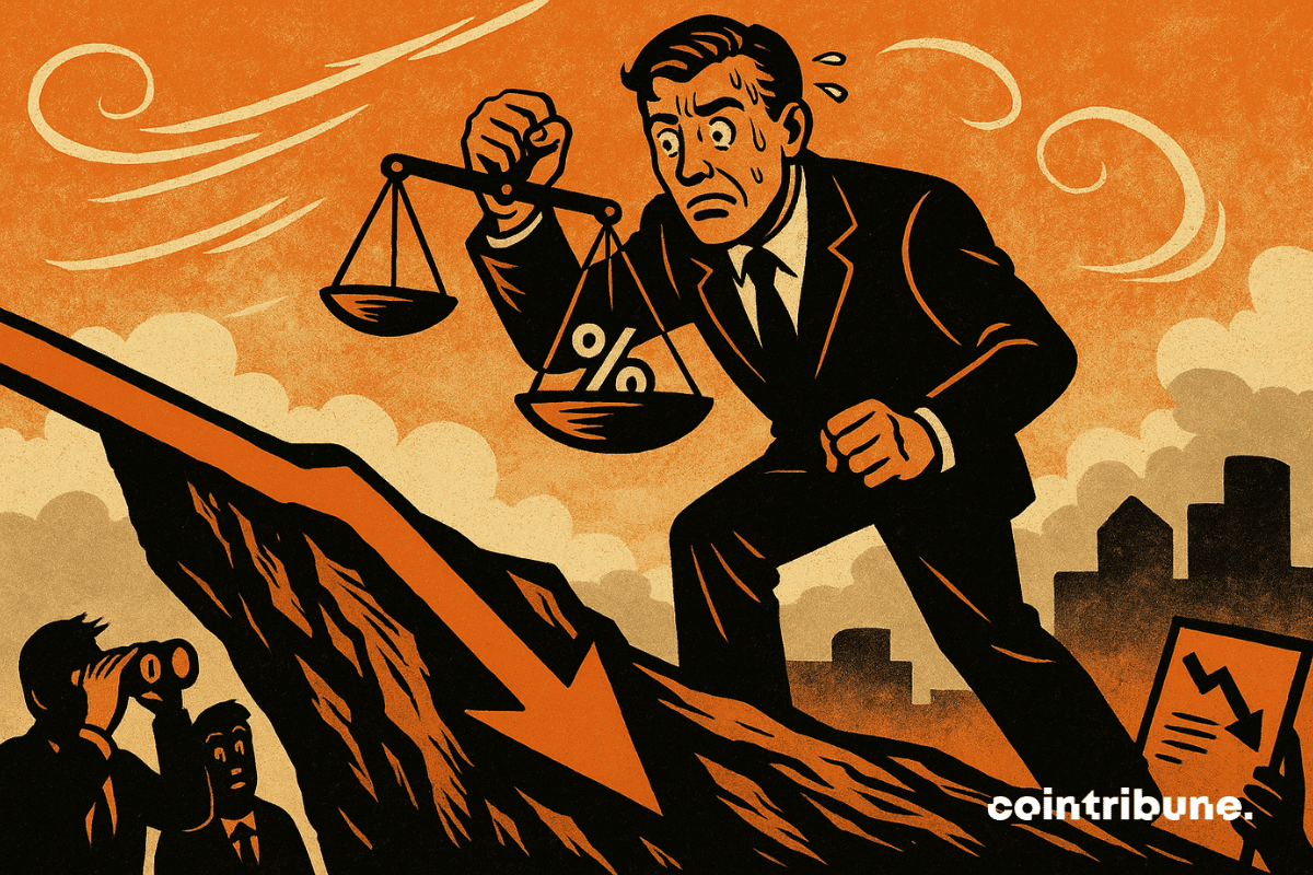 Illustration d'un banquier de la FED montrant de la peur