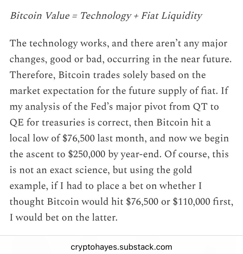 While the $250,000 mark may seem unrealistic for bitcoin, it is nevertheless advocated by established figures. Arthur Hayes, former CEO of BitMEX, mentioned such an increase as early as April 2025, conditional on a return of quantitative easing by the Fed.