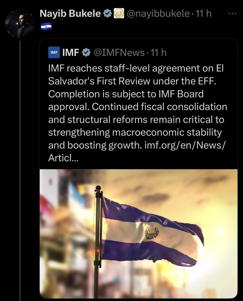 But a silence intrigues. After the IMF report stating that El Salvador's bitcoin holdings remain unchanged, Nayib Bukele posted an enigmatic tweet with no comment on the substance.
