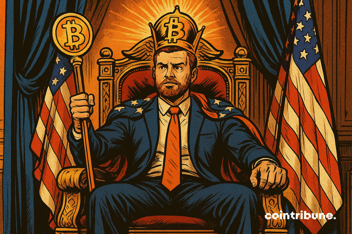 JD Vance sentado en el trono del bitcoin estadounidense como un rey
