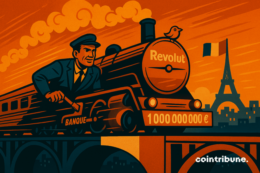 Revolut (pro crypto bank) train crossing France with