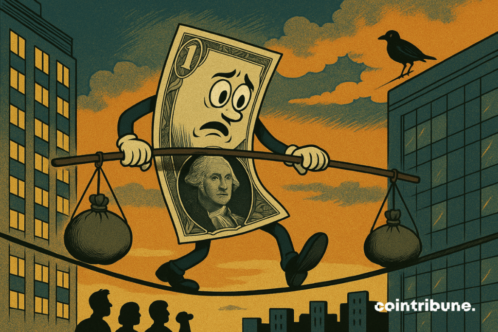 An anthropomorphic dollar bill, with thin arms and legs, and a flexible silhouette.