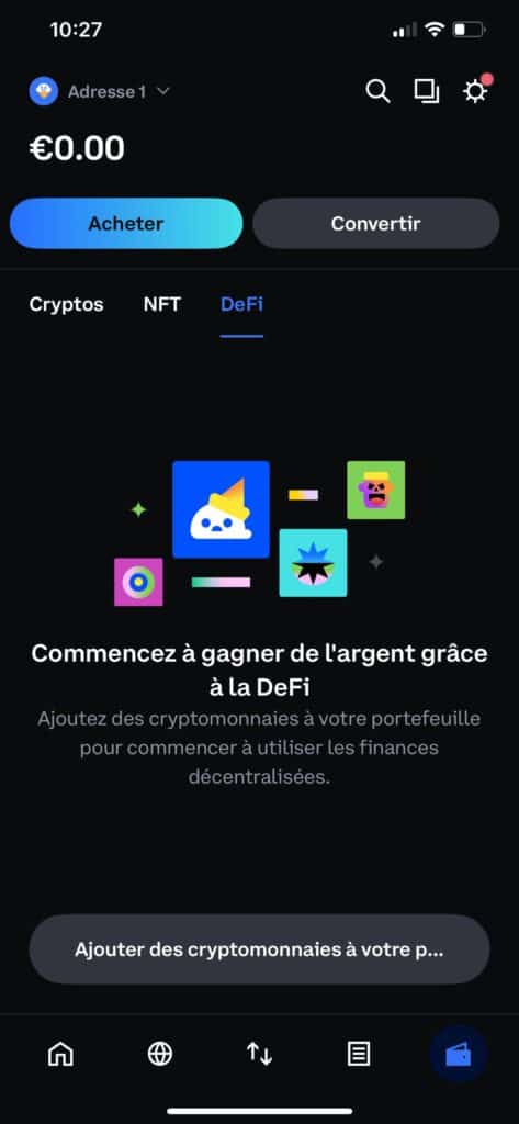 interface de Coinbase