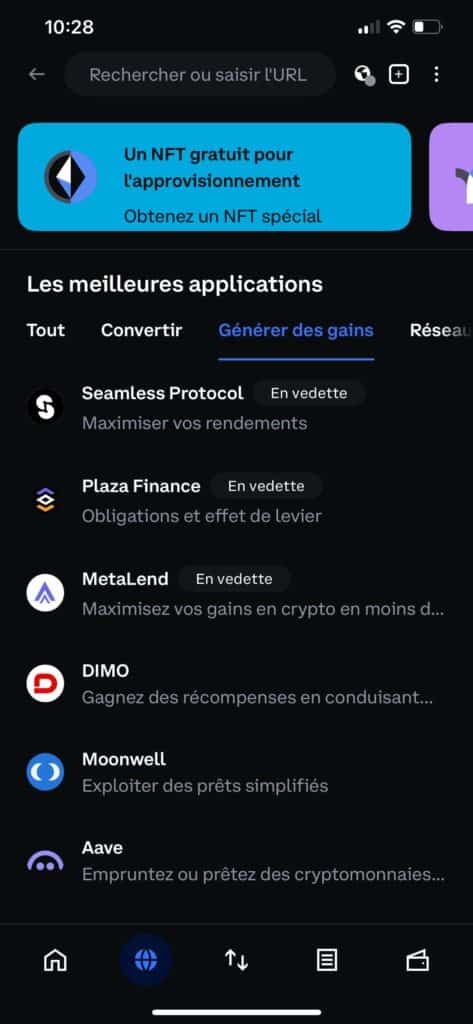 interface de Coinbase