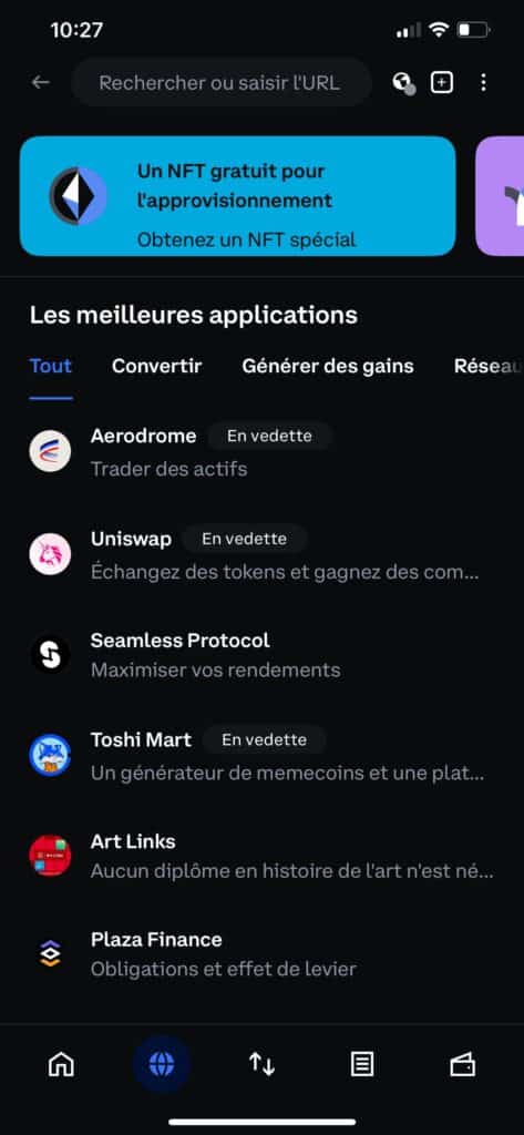 interface de Coinbase