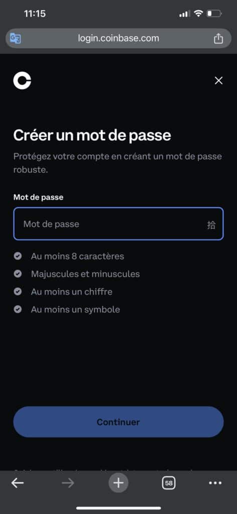 Créer un compte Coinbase