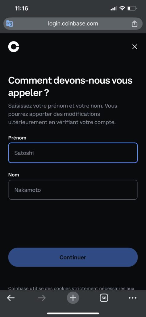 Créer un compte Coinbase