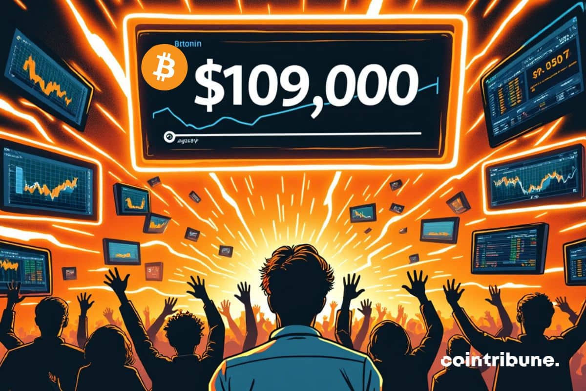 Bitcoin investors on an exchange are jubilant as BTC hits a new all-time high of 9,000.