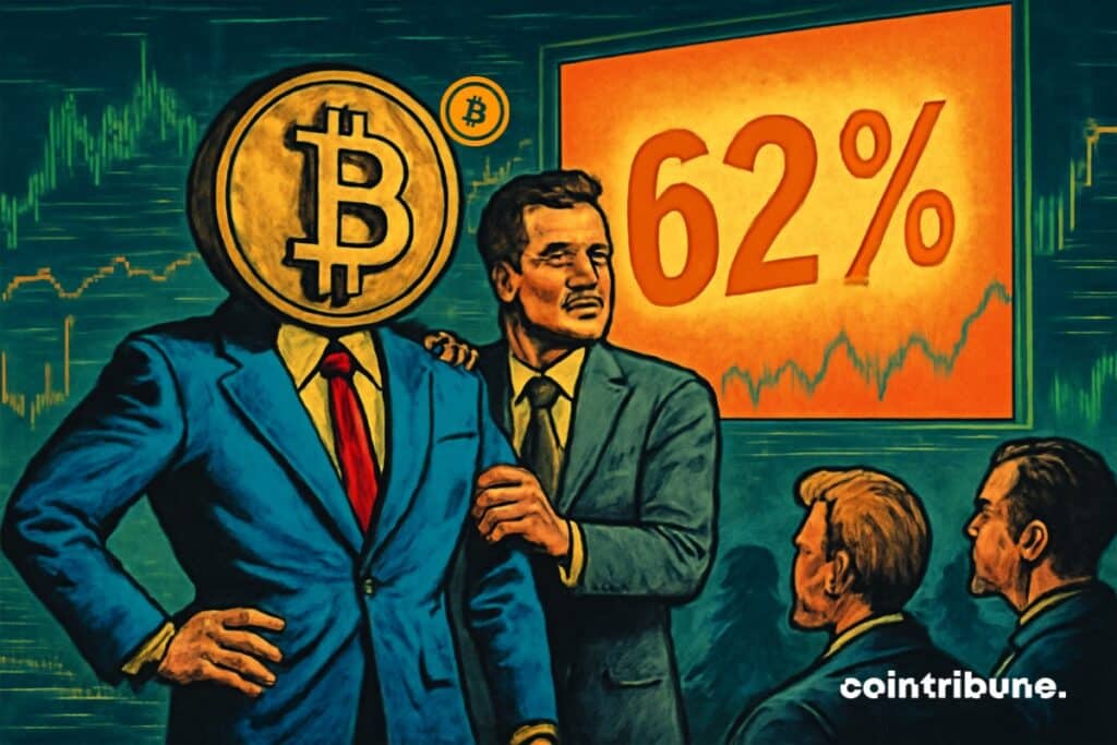 Le bitcoin qui baisse en domination avec un représentant de Grayscale qui le réconforte.