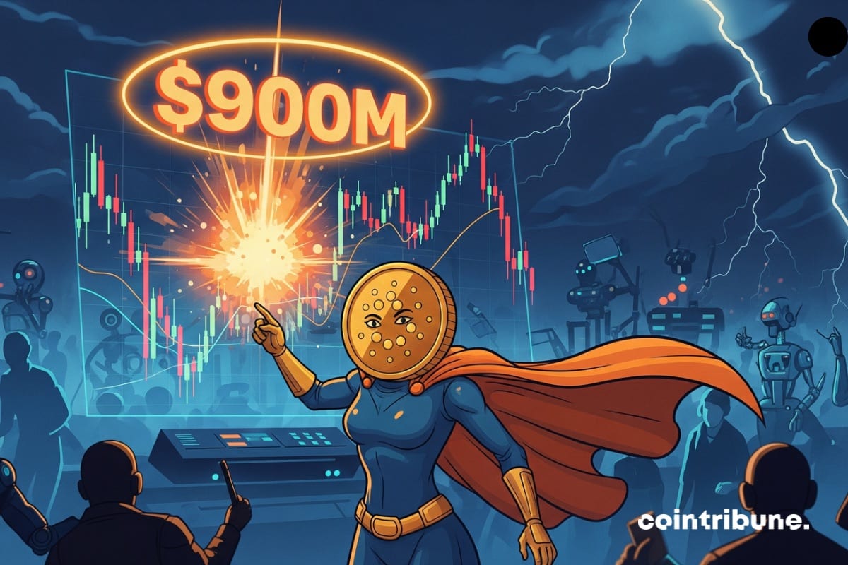 Cardano superhero showcases explosive crypto chart of ADA open interest at $900 million.