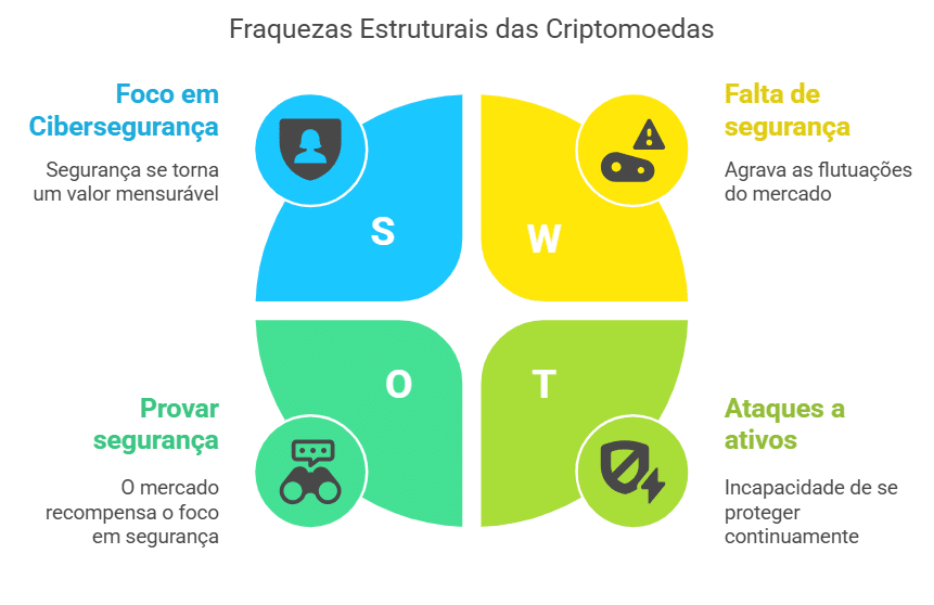 Um mercado atraente, mas exposto: as fraquezas estruturais das criptomoedas