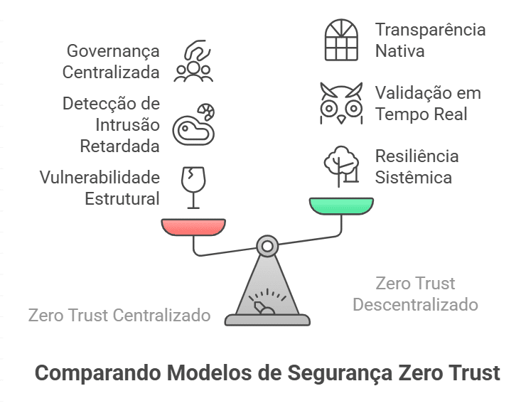 Comparando modelos Zero Trust centralizados e descentralizados