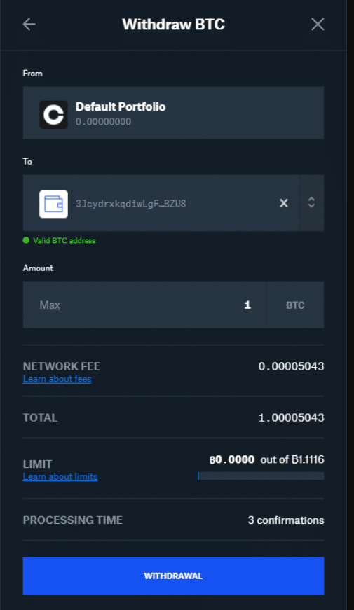   retrait cryptomonnaies Coinbase