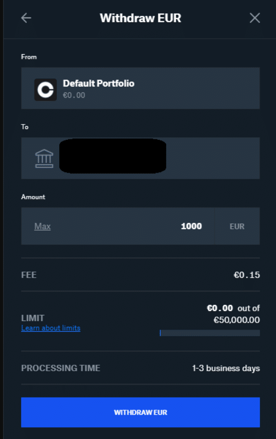 Retrait euro Coinbase 