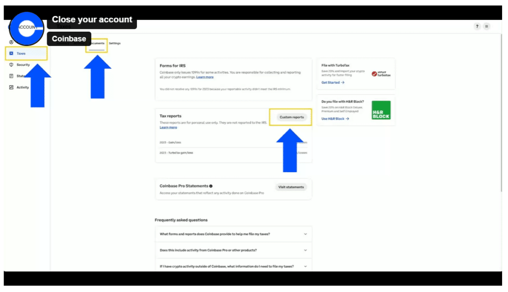 activité Coinbase 