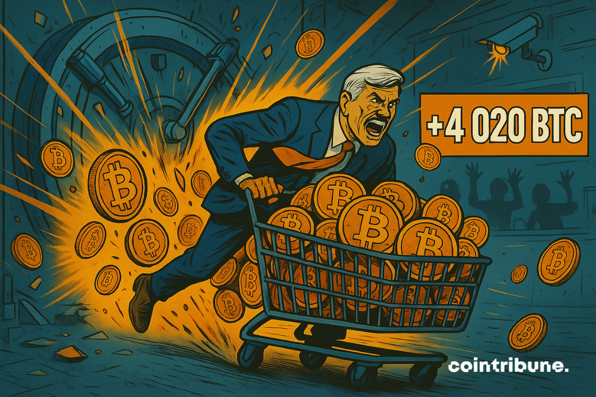 Saylor fuit un coffre explosé, chariot rempli de Bitcoin