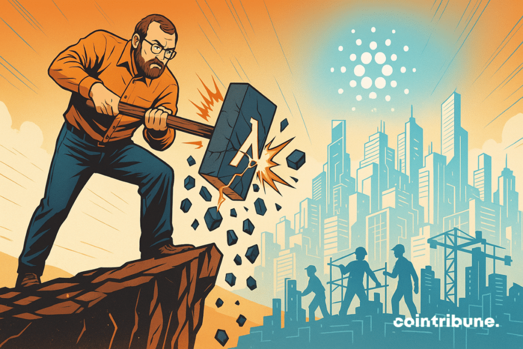 Charles Hoskinson breaks the old Cardano code, symbolizing a bold shift towards crypto innovation